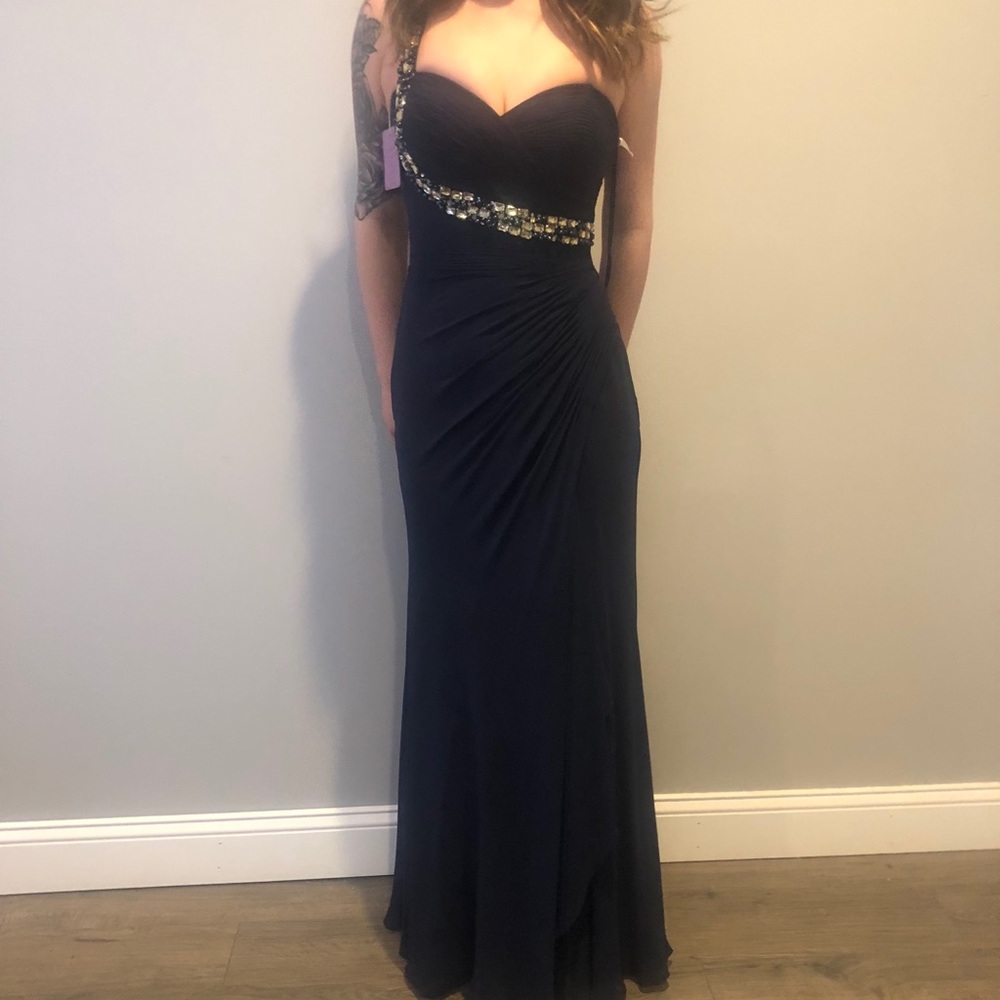 Dark blue gown